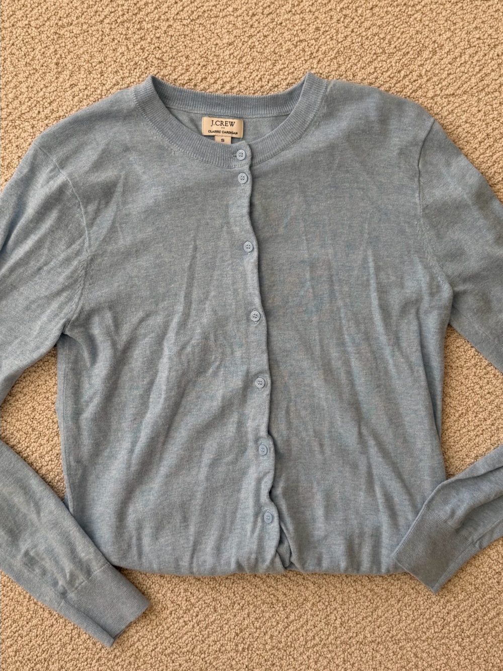 J. Crew Women’s Light Blue Button-Front Crewneck Cardigan
